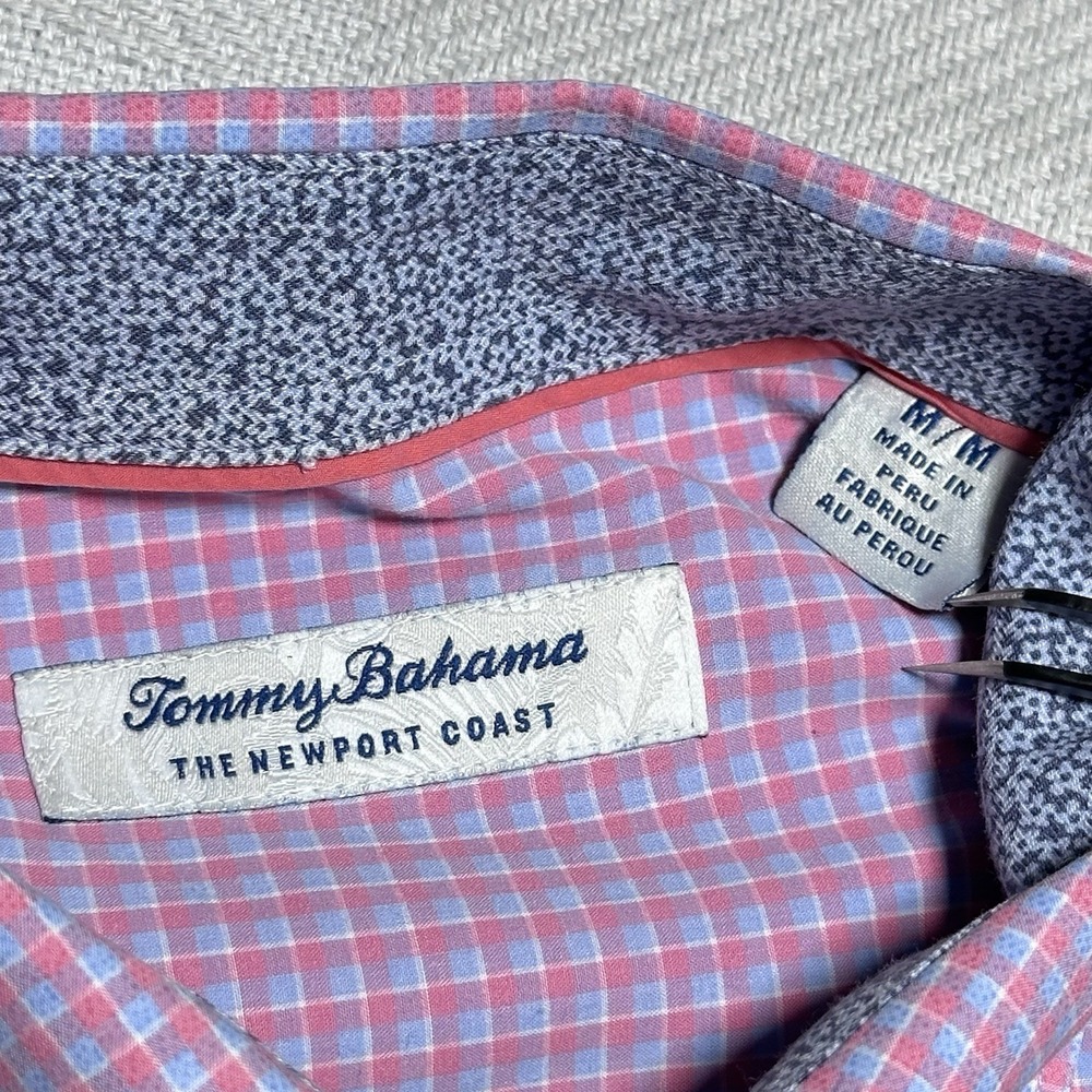 Tommy Bahama Newport Coat Button Down Shirt Mens Medium Check Plaid Floral Cuff - Picture 4 of 11